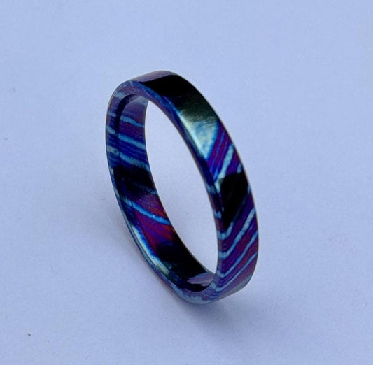 Timascus Wedding Band, Flat Colorful Timascus Steel Ring, Men's wedding Band, Engagement Ring, Gift for Him, Domed shape Timascus Ring My Store