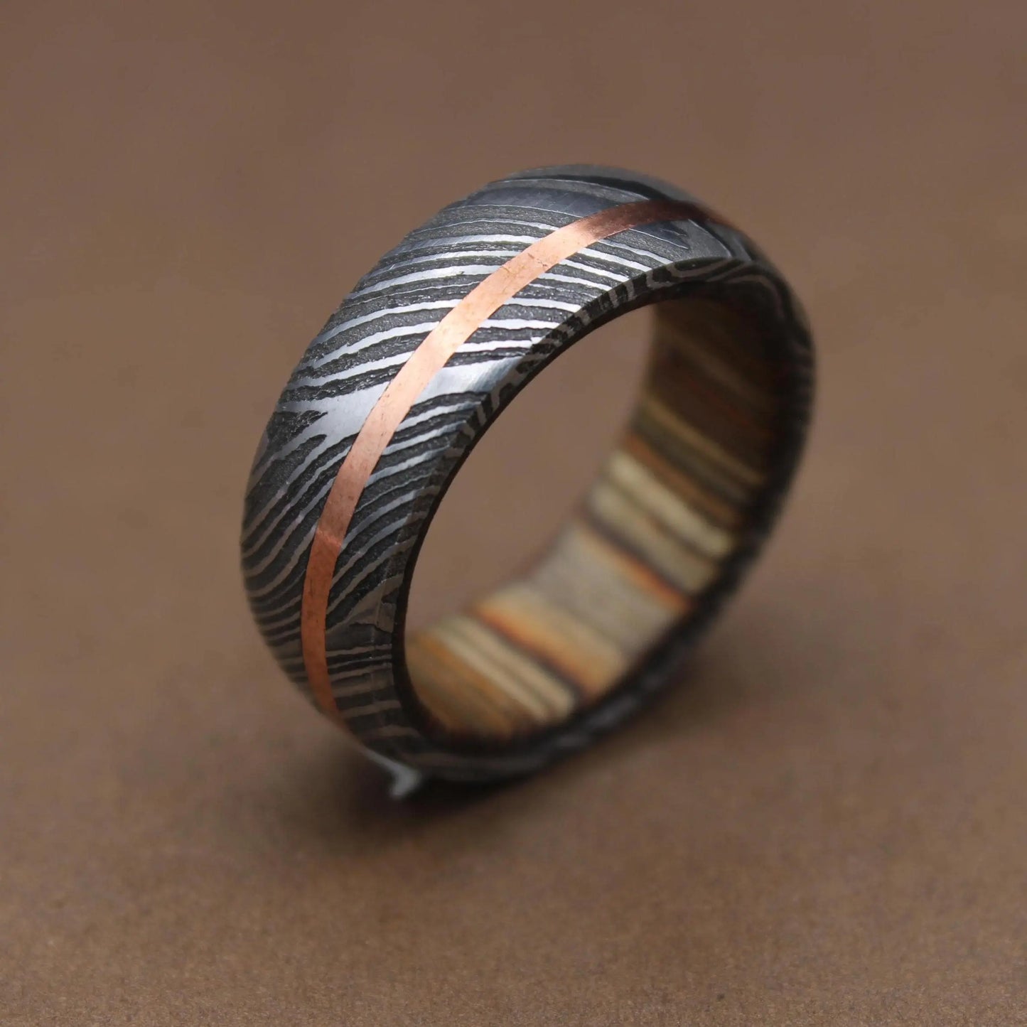 Damascus Steel Inlayed Copper Man Wedding Ring Man Promise Ring Damascus Steel Ring Man Ring Engagement Ring Anniversary Ring Wedding Band My Store