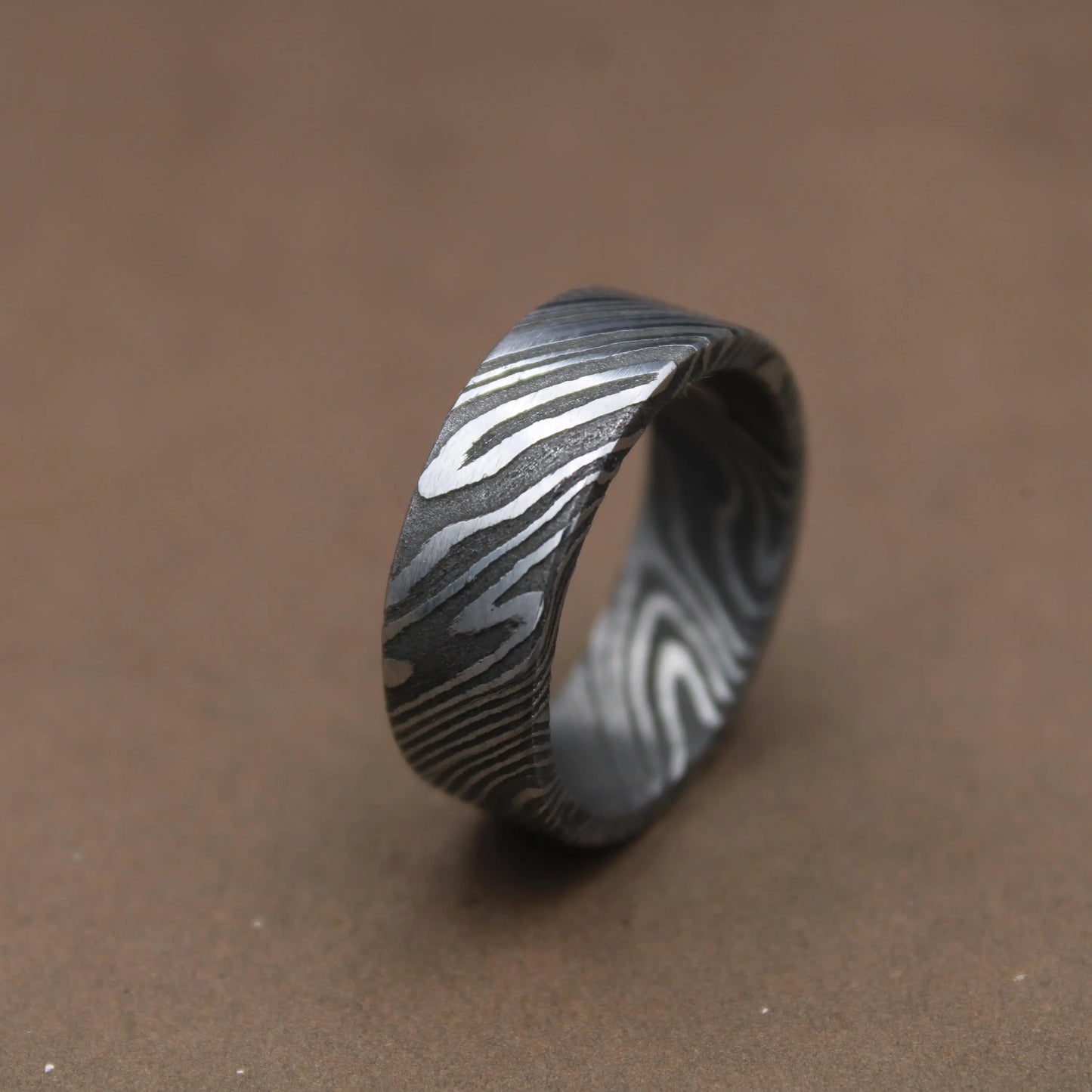Simple Damascus Ring with Deep Pattern 6mm Flat Shape Ring Band for Him Aesthetic Band Ring Jewelry Durable Ring Handmade Damascus Ring My Store