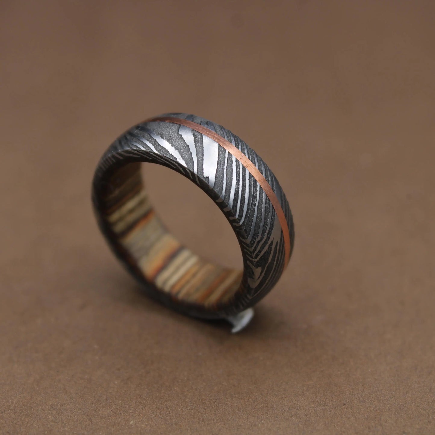 Damascus Steel Inlayed Copper Man Wedding Ring Man Promise Ring Damascus Steel Ring Man Ring Engagement Ring Anniversary Ring Wedding Band My Store