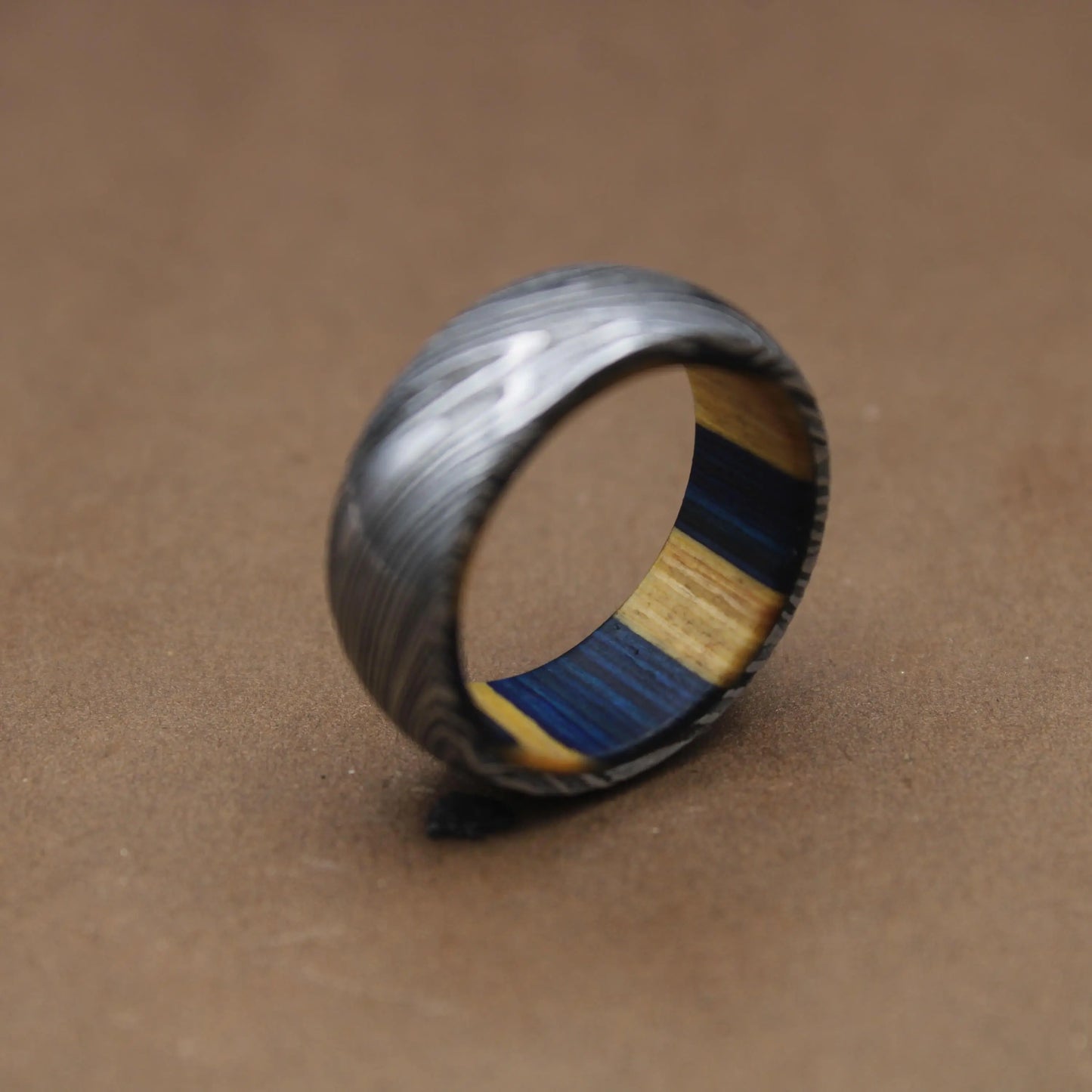 Damascus Steel Whiskey Barrel Steel Rings Mens Promise Ring Wood Wedding Ring Damascus Steel Rings Wood Inlay Engagement Ring Wedding Band My Store