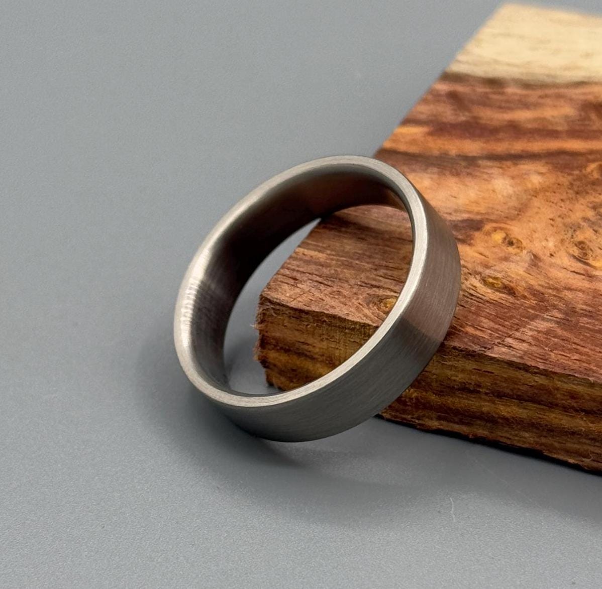 Minimalist titanium ring | Titanium lining Ring | Brushed finish Wedding band | Men gray ring | Simple titanium band | 5 year anniversary My Store