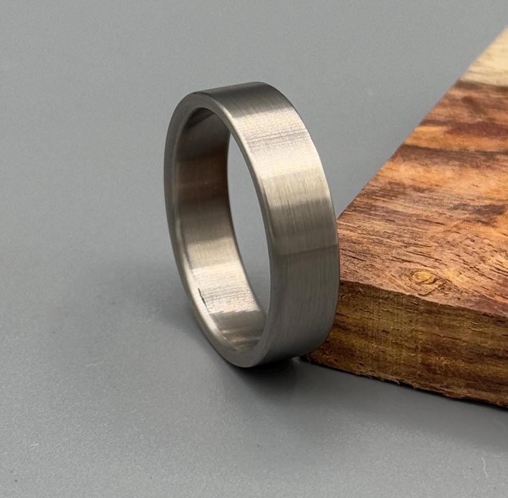 Minimalist titanium ring | Titanium lining Ring | Brushed finish Wedding band | Men gray ring | Simple titanium band | 5 year anniversary My Store
