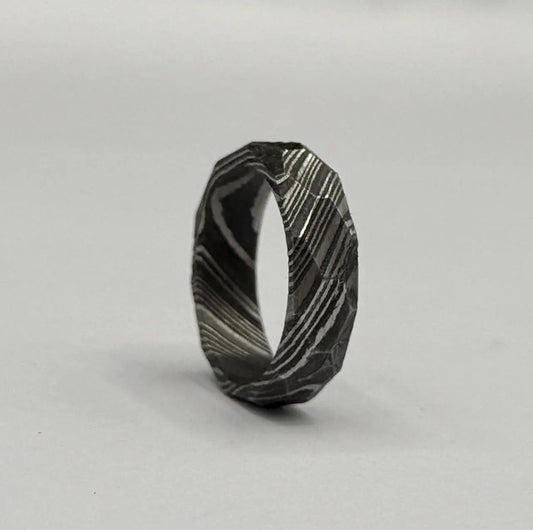 Damascus Steel Rock Hammered Ring Handmade Damascus Ring Twist Damascus steel Ring Men Wedding Band Engagement Ring Gift for Him/her. My Store