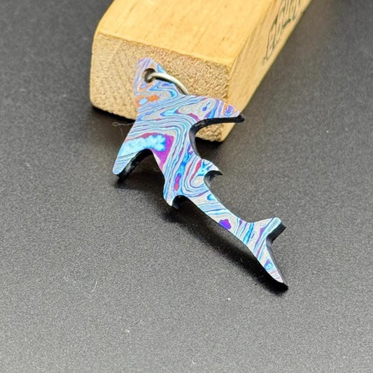 Zircuti Shark Pendant, titanium, zirconium, personal gift, small, colorful, diving, scuba diving, shark pendant, marine life, animals Metalic Crafts