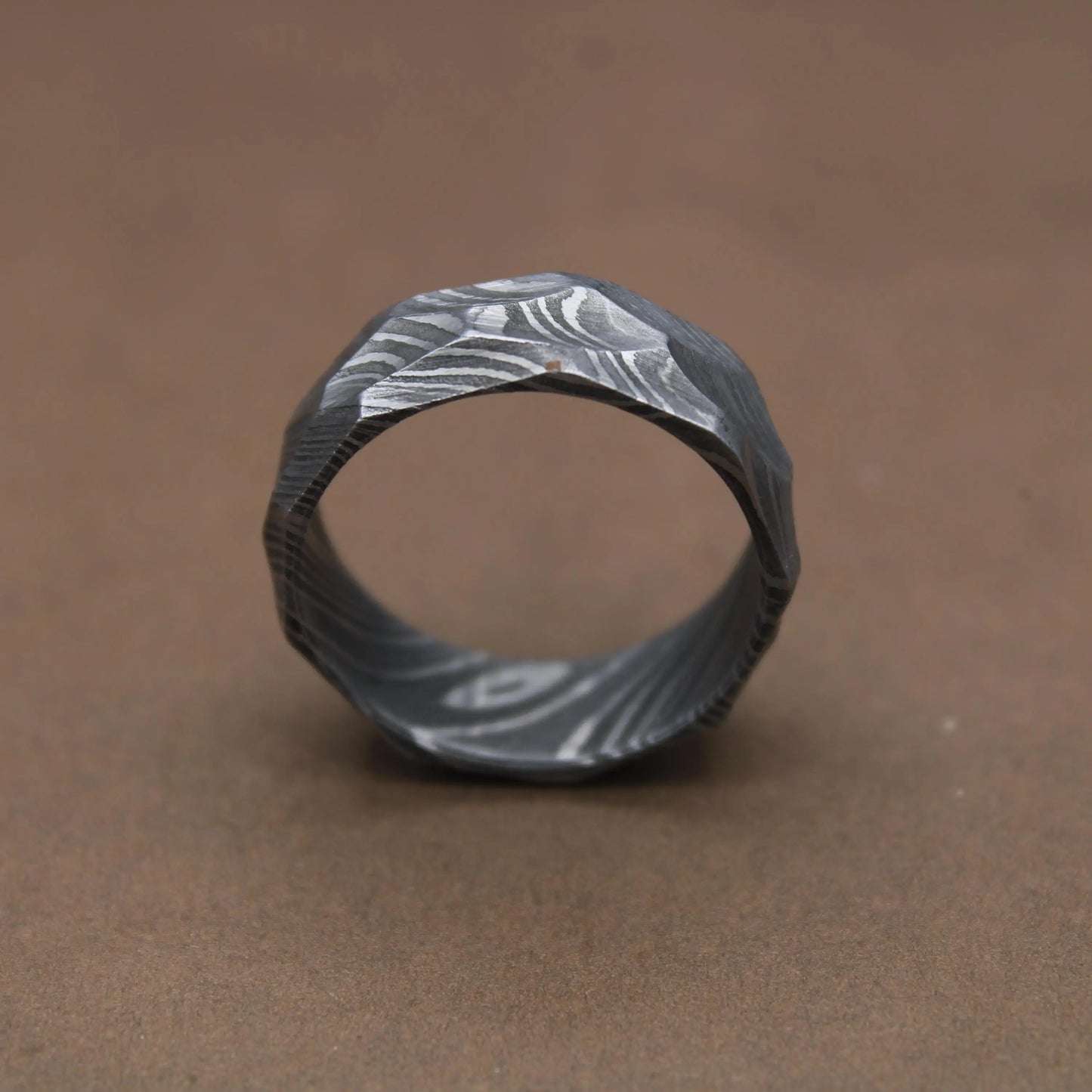 Hammered Ring Handcrafted Damascus hammered Ring Damascus Rock Hammered 7mm Ring For Men Personalized Gift Anniversary Gift Wedding Band My Store