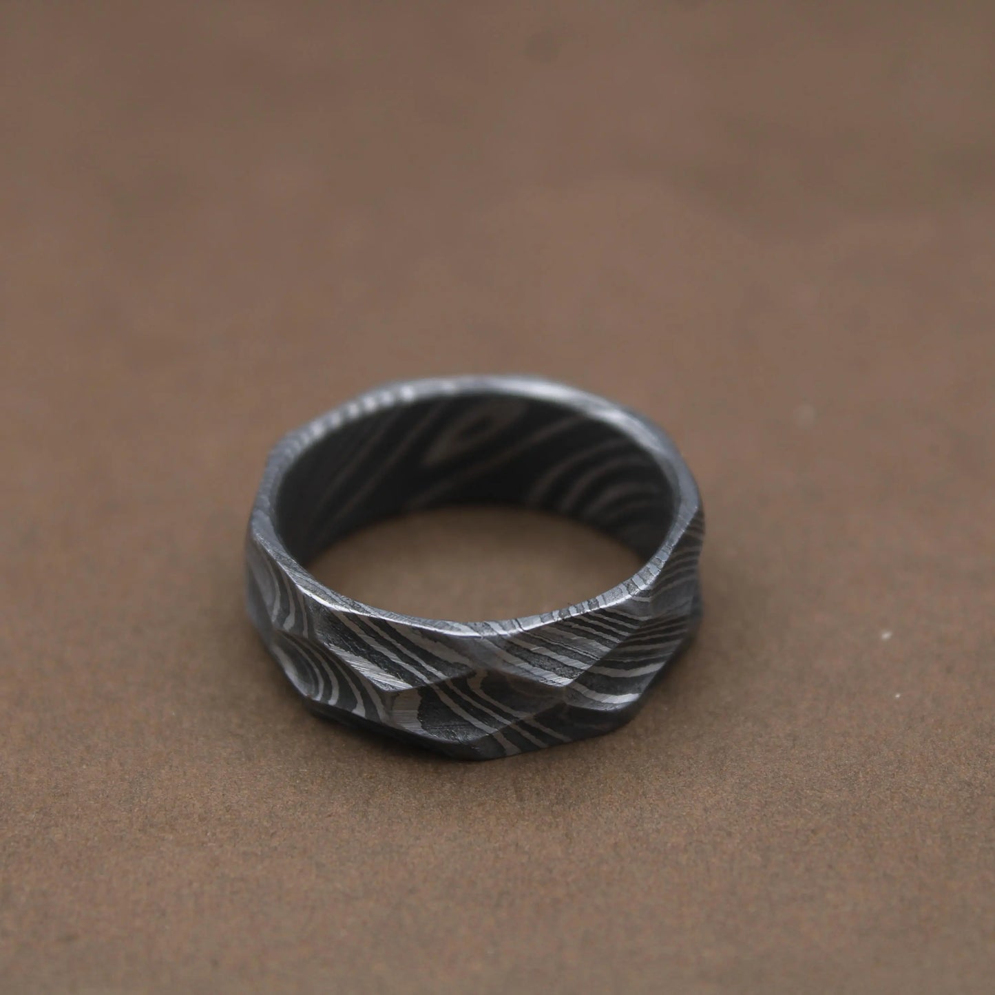Hammered Ring Handcrafted Damascus hammered Ring Damascus Rock Hammered 7mm Ring For Men Personalized Gift Anniversary Gift Wedding Band My Store