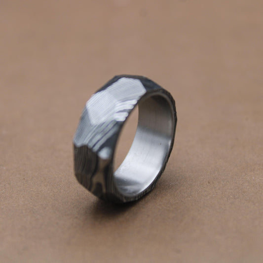 Unique Titanium Damascus Random Pattern Handcrafted Titanium Ring For Men Anniversary Gift Colorful Titanium Heat Anodized Valentines Gift My Store