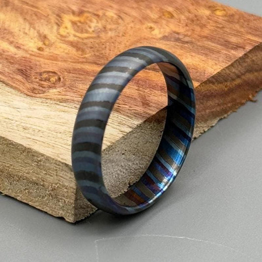 Doomed Zirconium Ring | Timascus Black Handmade Ring | Black Ring For Men | Wedding Band | Titanium Damascus Band For Him | Gift for her | Zirconium Ring Metalic Crafts