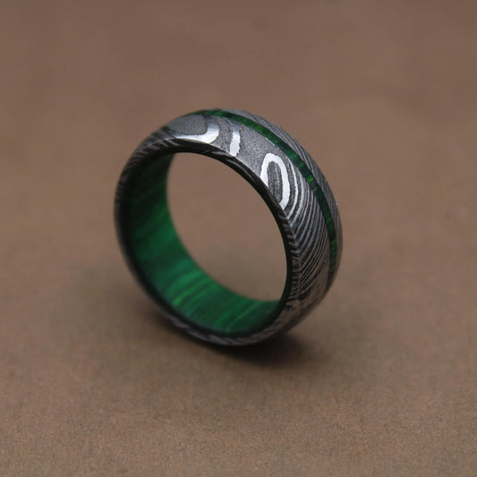 Simple Damascus Ring with Deep Pattern 6mm Domed Shape Ring Band for Him Aesthetic Band Ring Jewelry Durable Ring Handmade Damascus Ring My Store