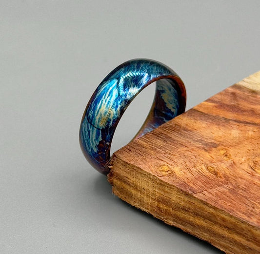 Sparkling Titanium Heat-Anodized Customized Wedding Band 5mm Personalized Titanium Anniversary Ring Unique Random Pattern Ring Gift for Him My Store