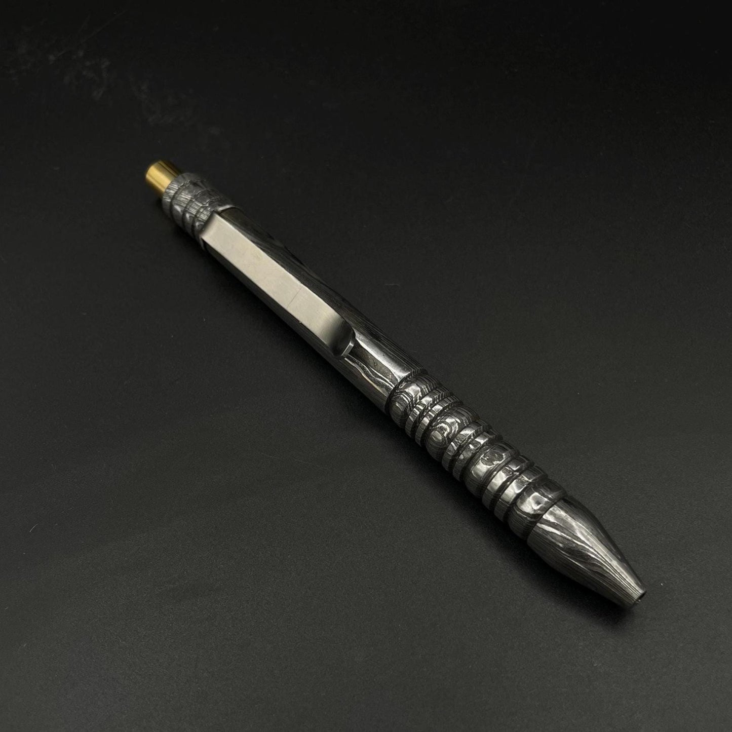 Damascus Steel Pen, Hand Forged Vintage Pen Splendor Damascus Steel Ballpoint Pocket Clipper Pen, Custom Pen Retirement Gift, Groomsmen Gift Metalic Crafts
