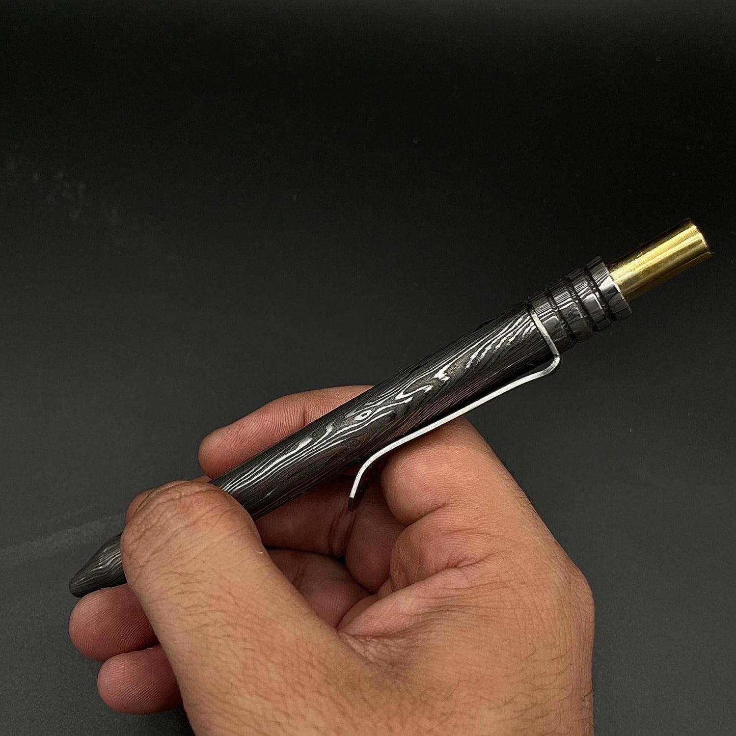 Damascus Steel Pen, Hand Forged Vintage Pen Splendor Damascus Steel Ballpoint Pocket Clipper Pen, Custom Pen Retirement Gift, Groomsmen Gift Metalic Crafts