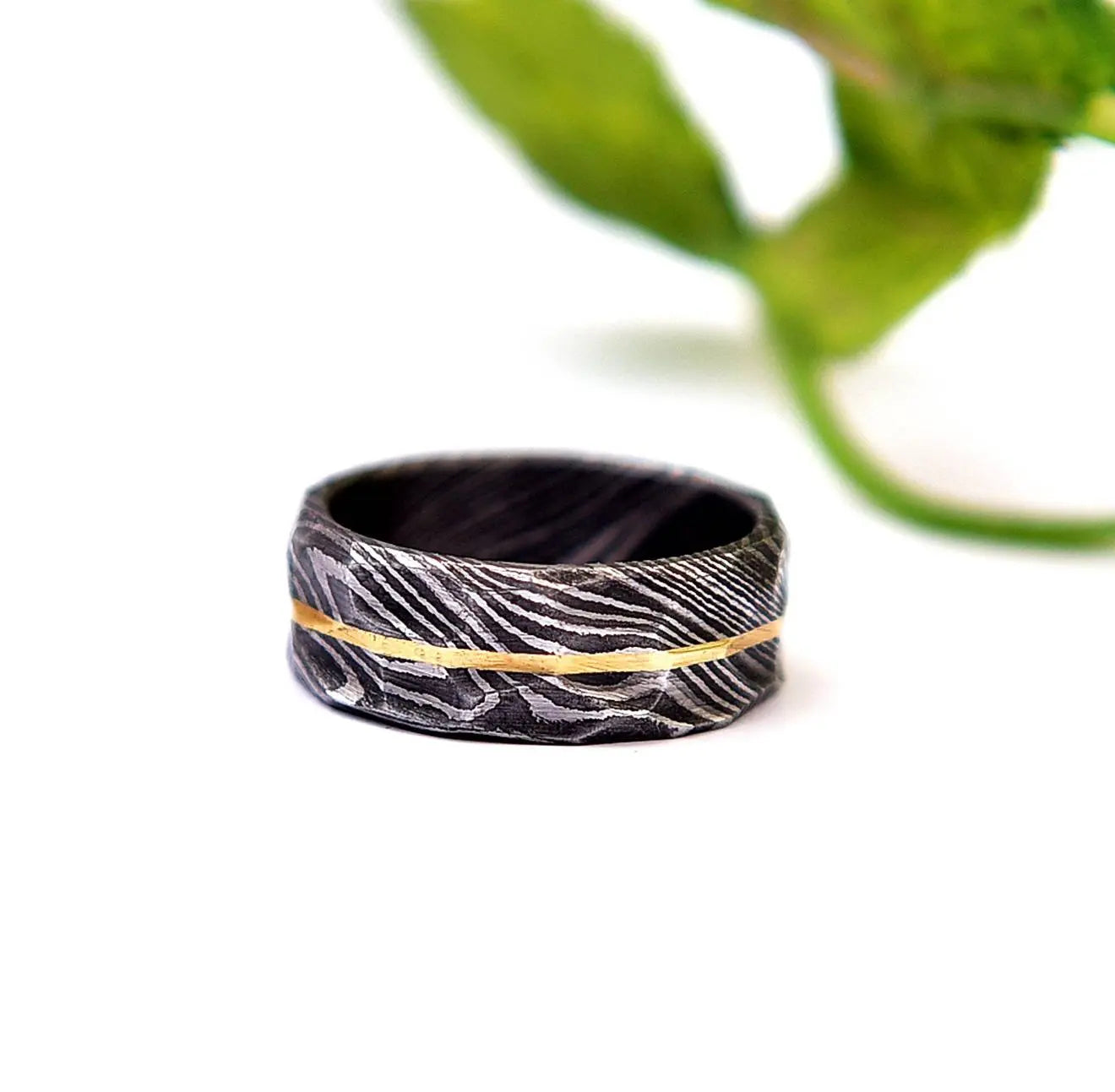 Damascus Steel Hammered Ring with Brass lining Wedding Band Promise Ring Engagement Wedding Ring  Damascus Steel Ring Valentines Gift Him My Store