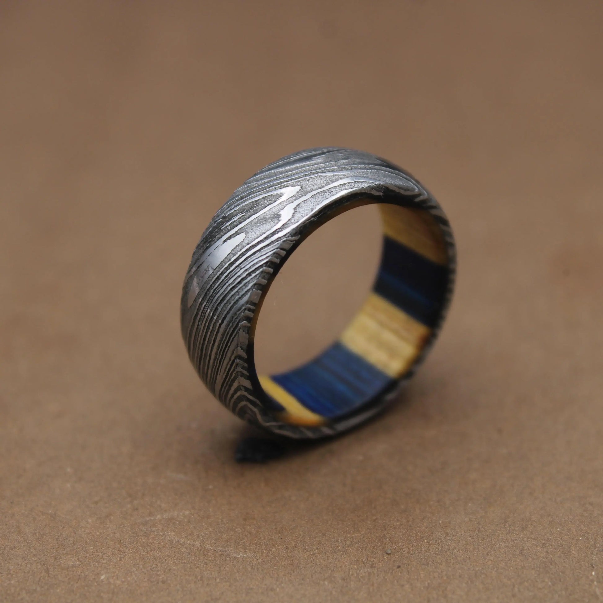 Damascus Steel Whiskey Barrel Steel Rings Mens Promise Ring Wood Wedding Ring Damascus Steel Rings Wood Inlay Engagement Ring Wedding Band My Store