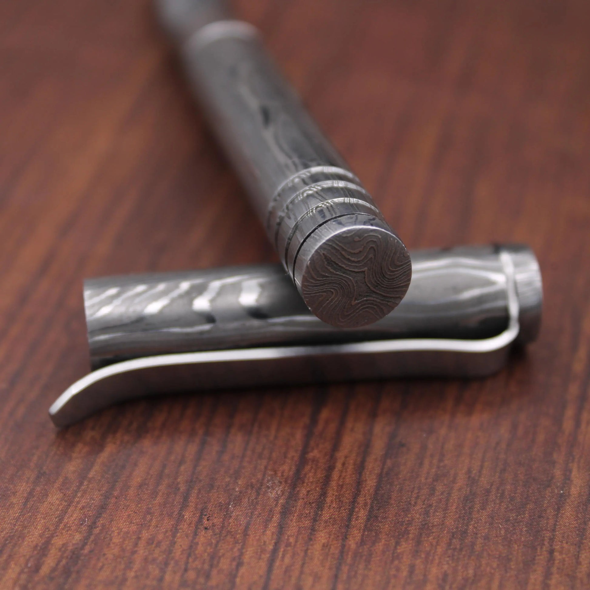 Damascus Steel Pen, Exquisite Hand Forged Steel Pen, Personalized Pen, Splendor Damascus Steel Ballpoint with Pocket Clipper Retirement Gift My Store
