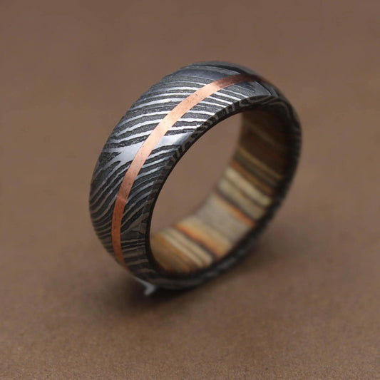 Damascus Steel Inlayed Copper Man Wedding Ring Man Promise Ring Damascus Steel Ring Man Ring Engagement Ring Anniversary Ring Wedding Band My Store