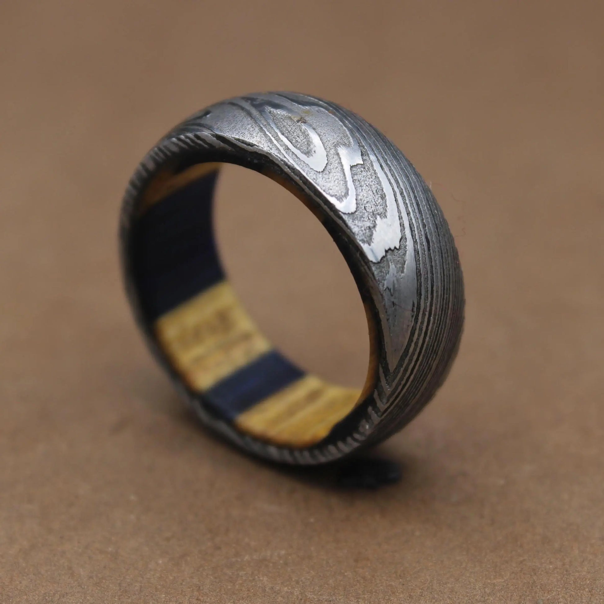 Damascus Steel Whiskey Barrel Steel Rings Mens Promise Ring Wood Wedding Ring Damascus Steel Rings Wood Inlay Engagement Ring Wedding Band My Store