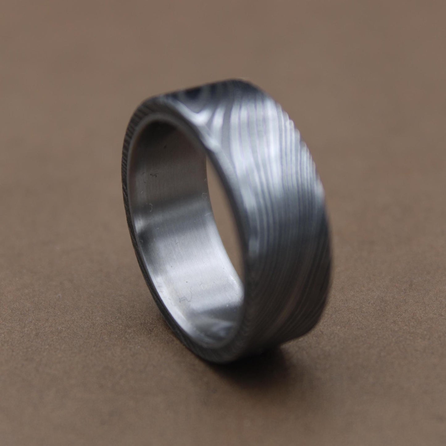 Flat Titanium Damascus Random Pattern Handcrafted Titanium Ring For Men Anniversary Gift Colorful Titanium Heat Anodized Valentines Gift My Store