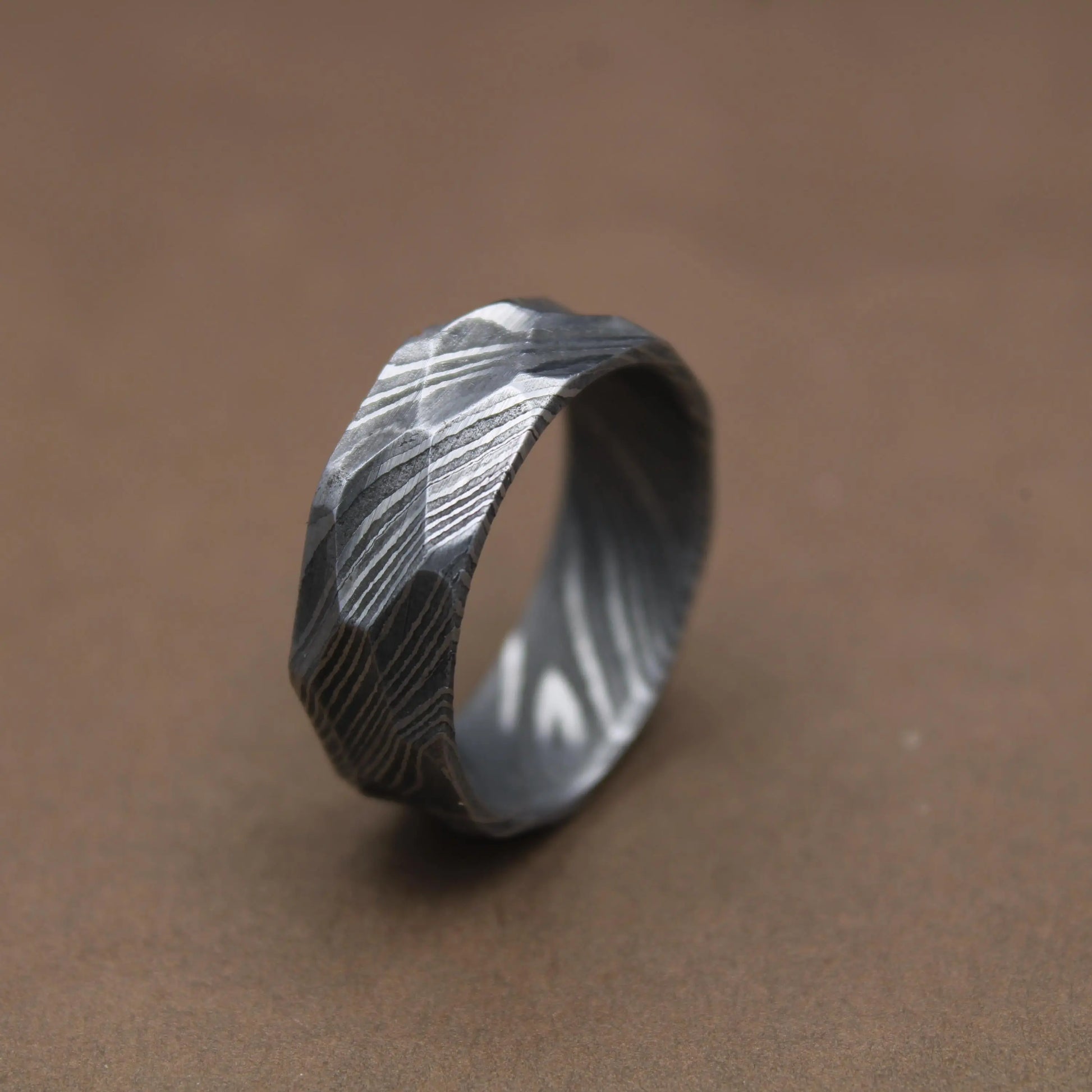 Hammered Ring Handcrafted Damascus hammered Ring Damascus Rock Hammered 7mm Ring For Men Personalized Gift Anniversary Gift Wedding Band My Store