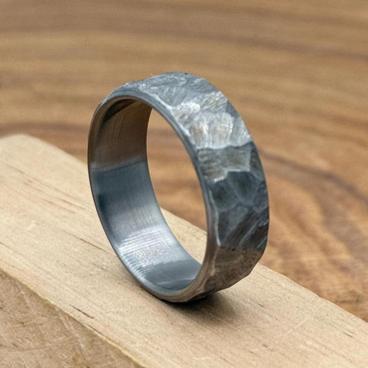 6mm Hammered finish Titanium Wedding ring band for men and women, Gift for him, Wedding Titanium Hammered Band, Anniversary gift for him Metalic Crafts