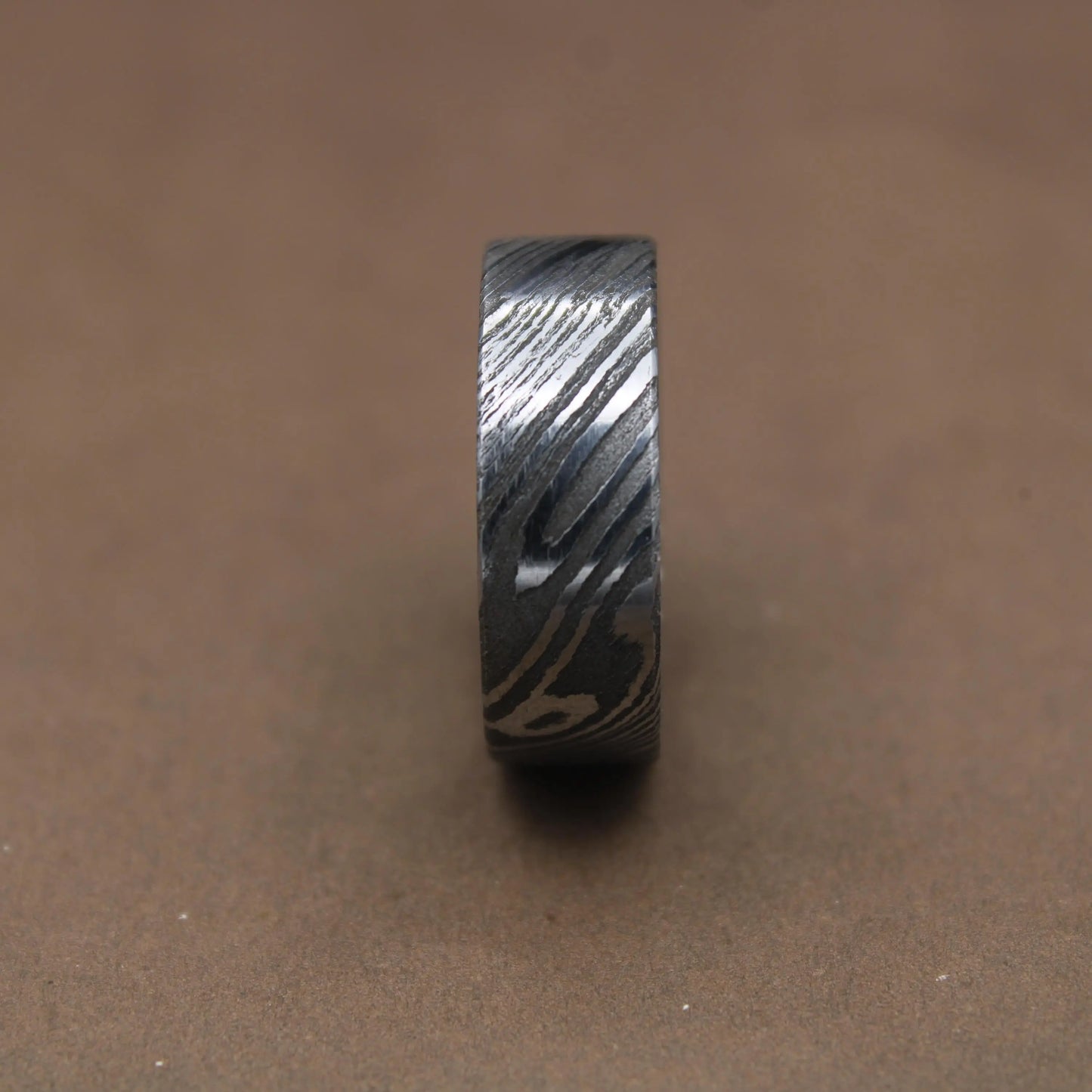 Simple Damascus Ring with Deep Pattern 6mm Flat Shape Ring Band for Him Aesthetic Band Ring Jewelry Durable Ring Handmade Damascus Ring My Store