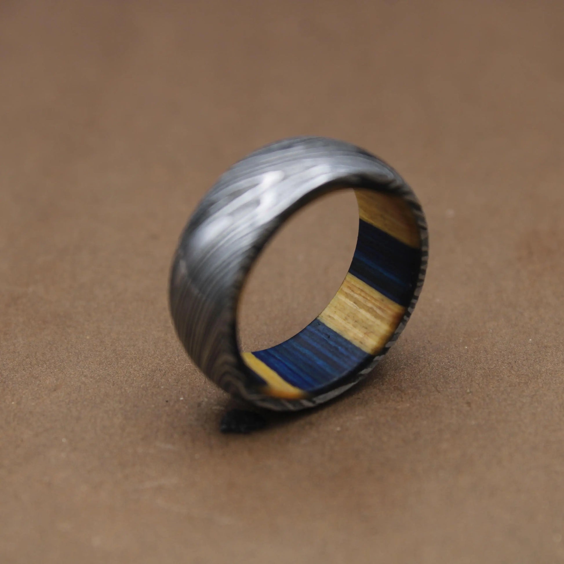 Damascus Steel Whiskey Barrel Steel Rings Mens Promise Ring Wood Wedding Ring Damascus Steel Rings Wood Inlay Engagement Ring Wedding Band My Store