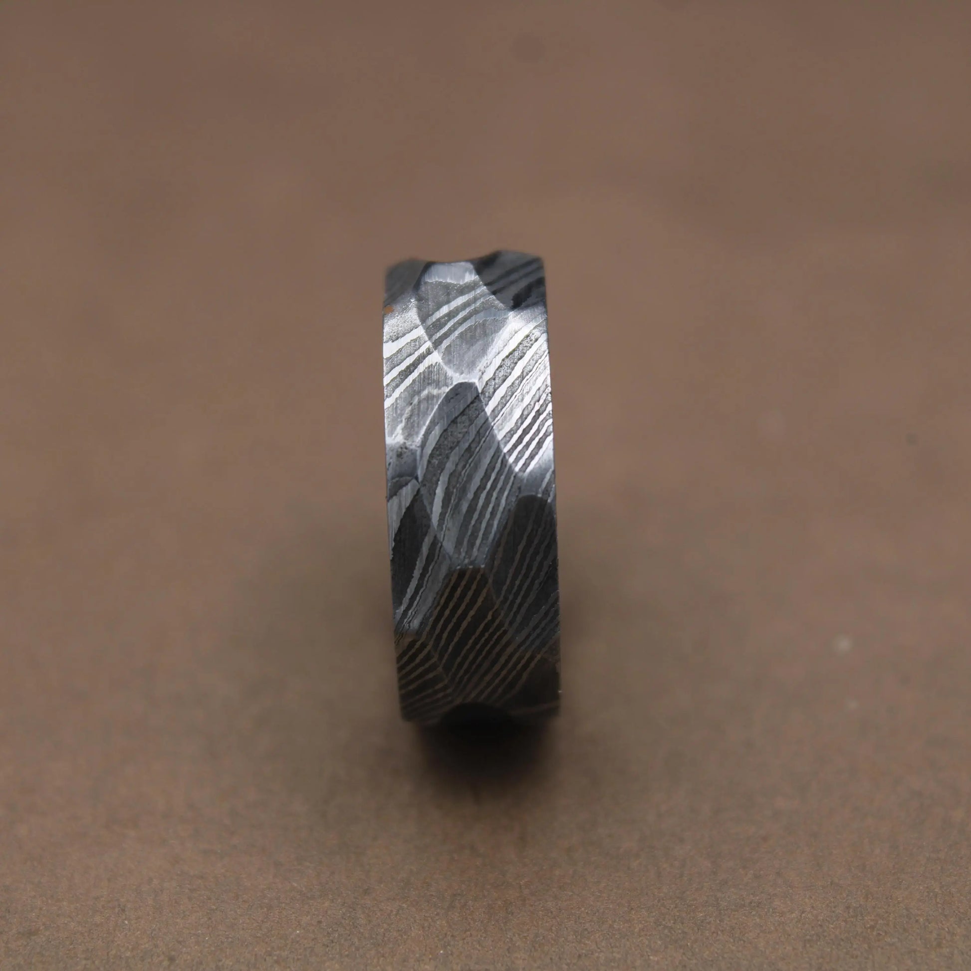 Hammered Ring Handcrafted Damascus hammered Ring Damascus Rock Hammered 7mm Ring For Men Personalized Gift Anniversary Gift Wedding Band My Store