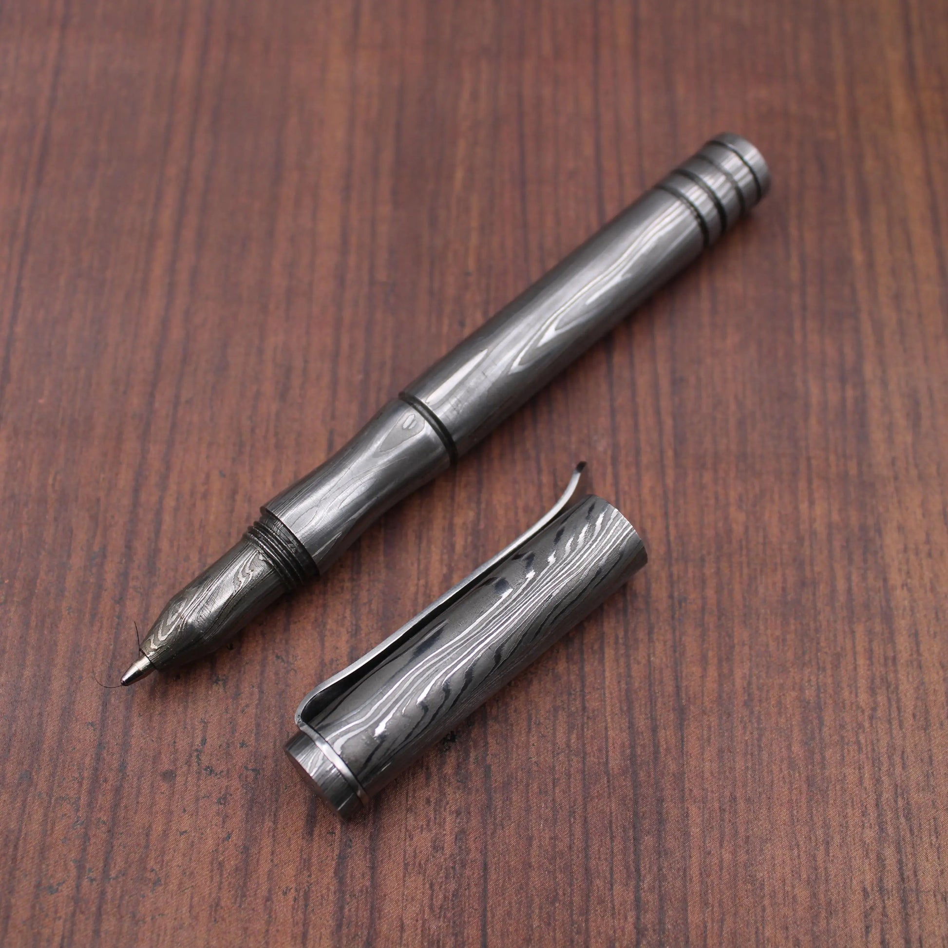 Damascus Steel Pen, Exquisite Hand Forged Steel Pen, Personalized Pen, Splendor Damascus Steel Ballpoint with Pocket Clipper Retirement Gift My Store