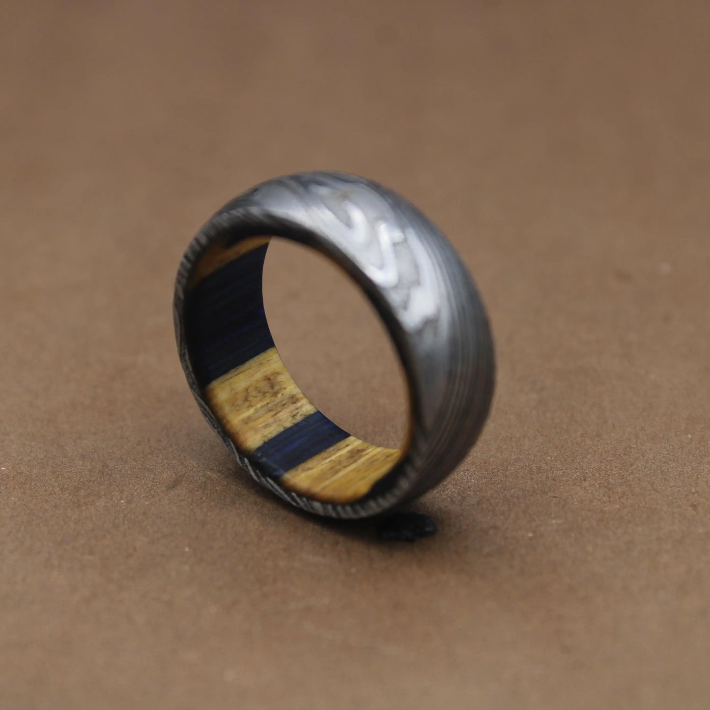 Damascus Steel Whiskey Barrel Steel Rings Mens Promise Ring Wood Wedding Ring Damascus Steel Rings Wood Inlay Engagement Ring Wedding Band My Store