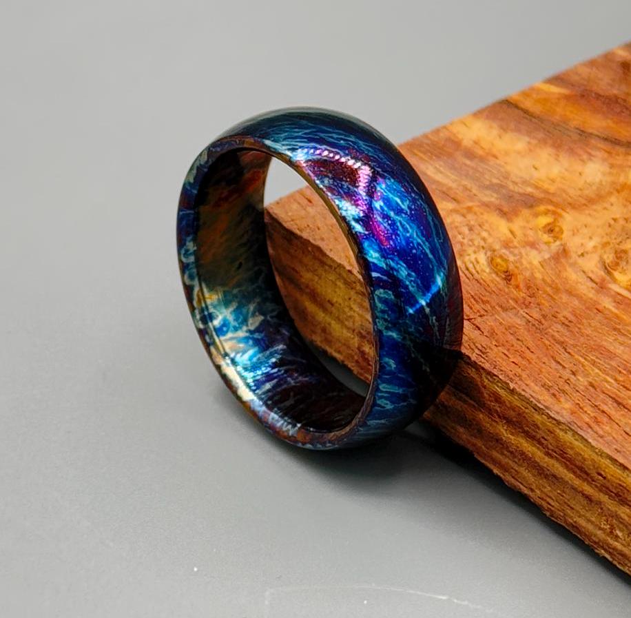 Sparkling Titanium Heat-Anodized Customized Wedding Band 5mm Personalized Titanium Anniversary Ring Unique Random Pattern Ring Gift for Him My Store