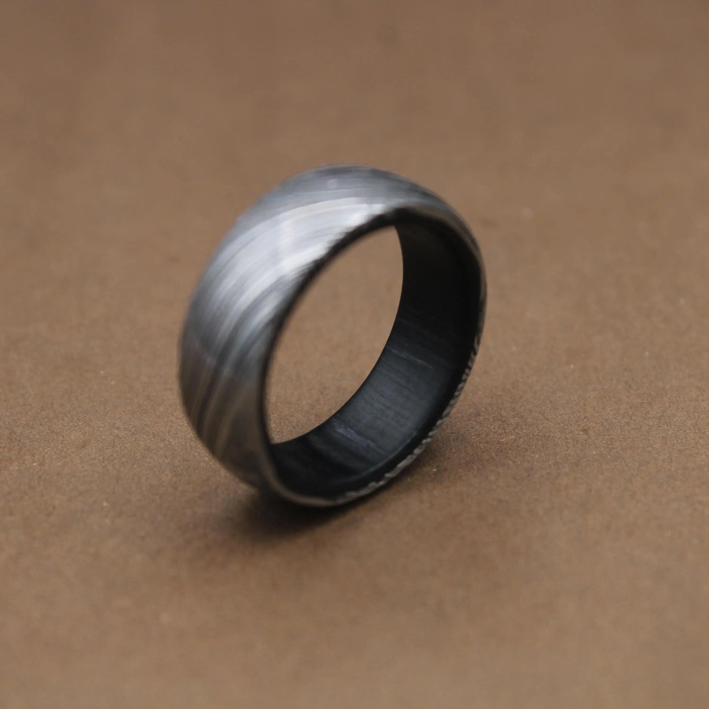 Damascus Steel Ring Inlayed with Dark Wood Damascus Ring Man Wedding Ring Man Promise Ring Engagement Ring Anniversary Ring Wedding Band My Store