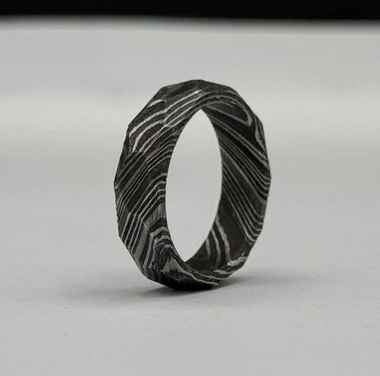 Damascus Steel Rock Hammered Ring Handmade Damascus Ring Twist Damascus steel Ring Men Wedding Band Engagement Ring Gift for Him/her. My Store