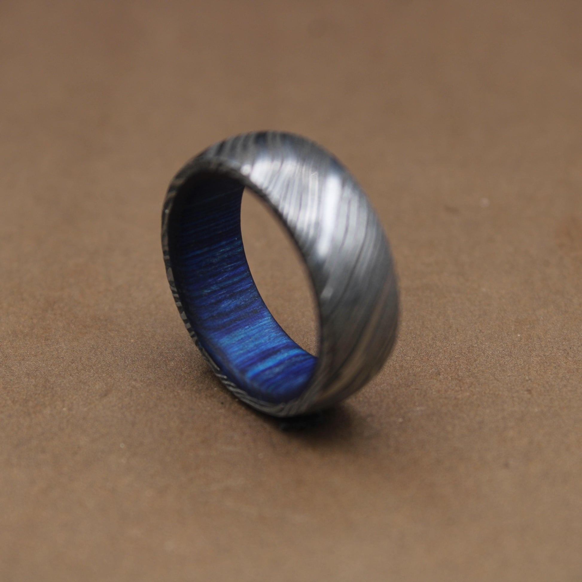 Damascus Steel Whiskey Barrel Steel Rings Dome Promise Ring Wood Wedding Ring Damascus Steel Rings Wood Inlay Engagement Ring Wedding Band My Store