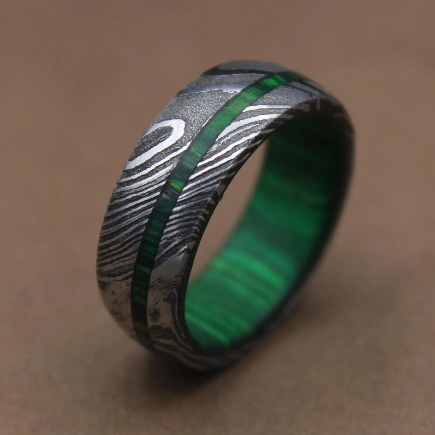 Simple Damascus Ring with Deep Pattern 6mm Domed Shape Ring Band for Him Aesthetic Band Ring Jewelry Durable Ring Handmade Damascus Ring My Store