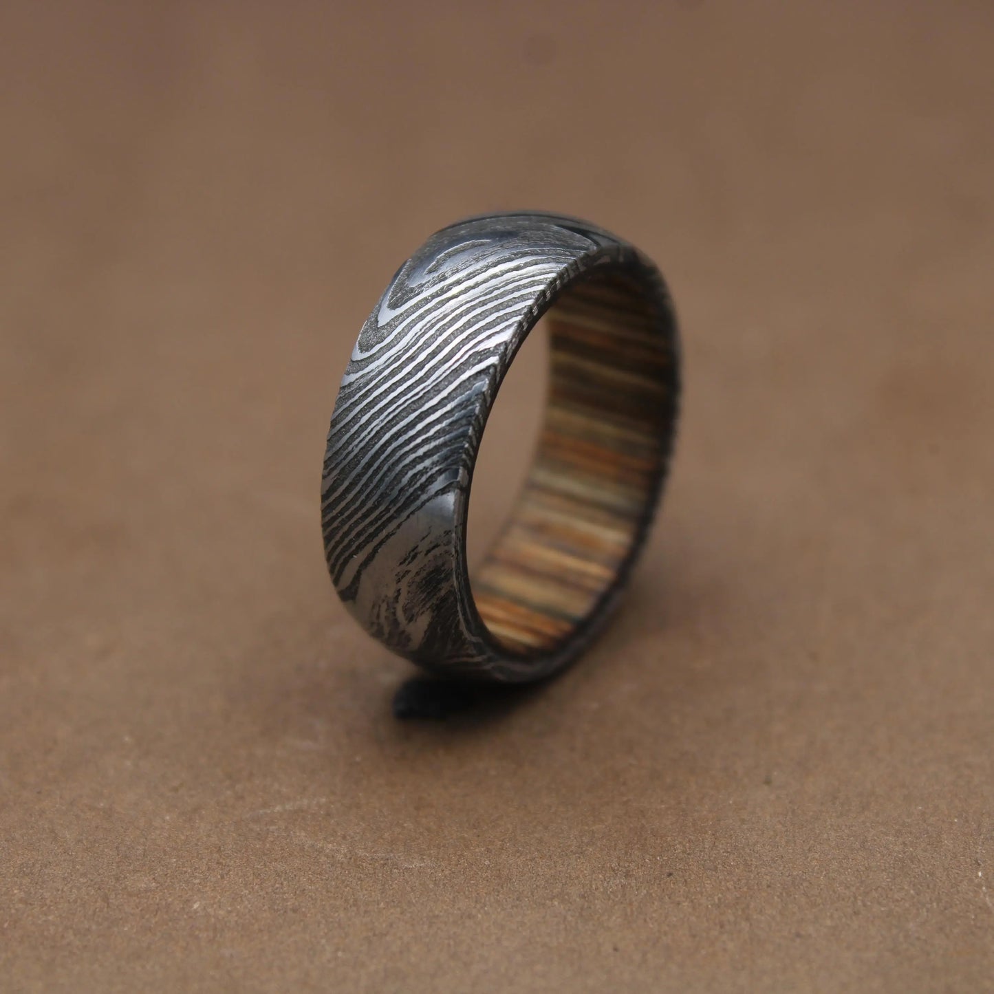 Damascus Steel Whiskey Barrel Ring Man wood Ring Man Promise Ring Damascus Steel Ring Engagement Ring Man Wedding Band 5th Anniversary Ring My Store