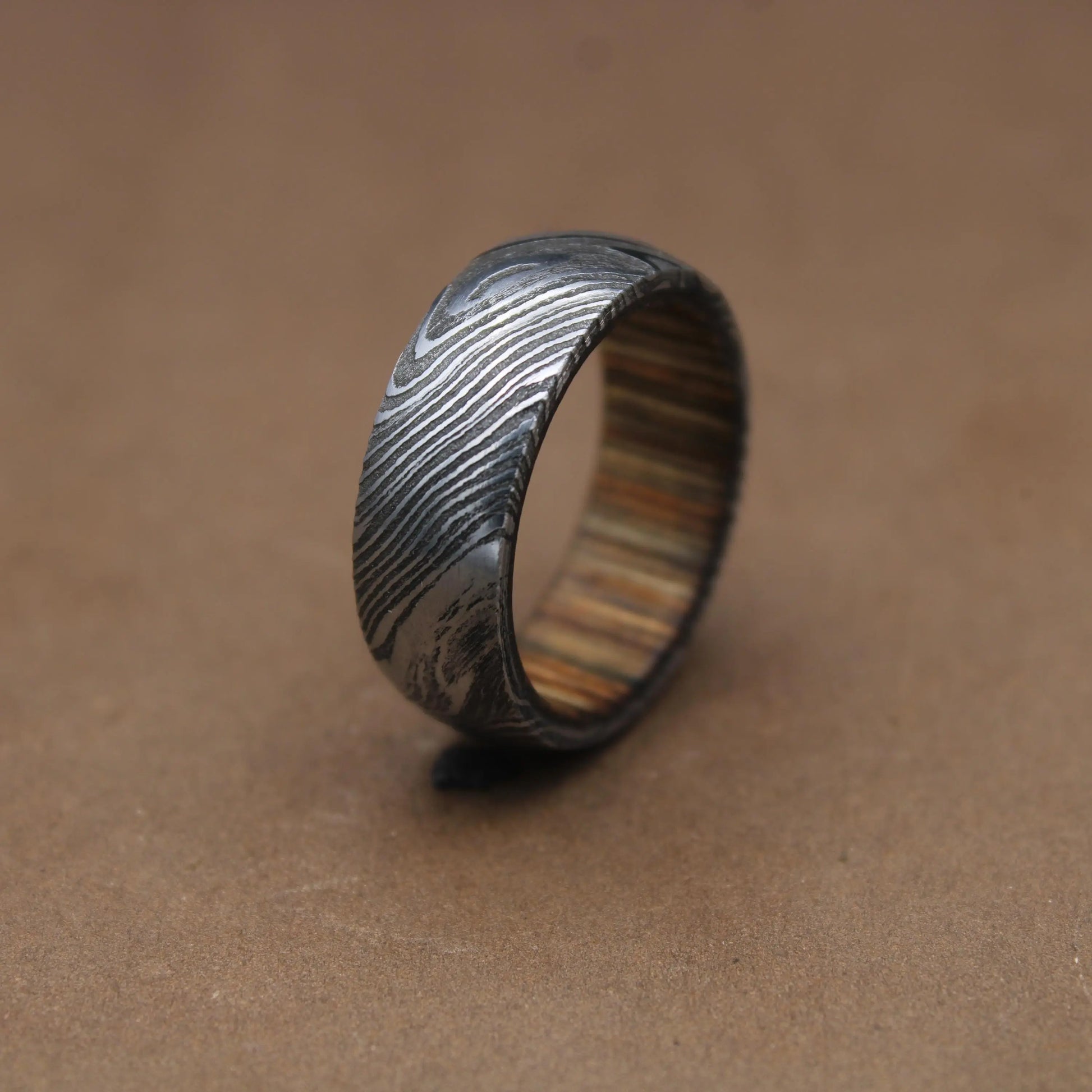 Damascus Steel Whiskey Barrel Ring Man wood Ring Man Promise Ring Damascus Steel Ring Engagement Ring Man Wedding Band 5th Anniversary Ring My Store