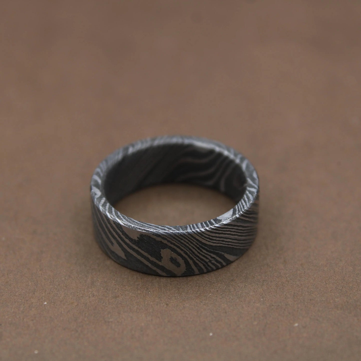 Simple Damascus Ring with Deep Pattern 6mm Flat Shape Ring Band for Him Aesthetic Band Ring Jewelry Durable Ring Handmade Damascus Ring My Store