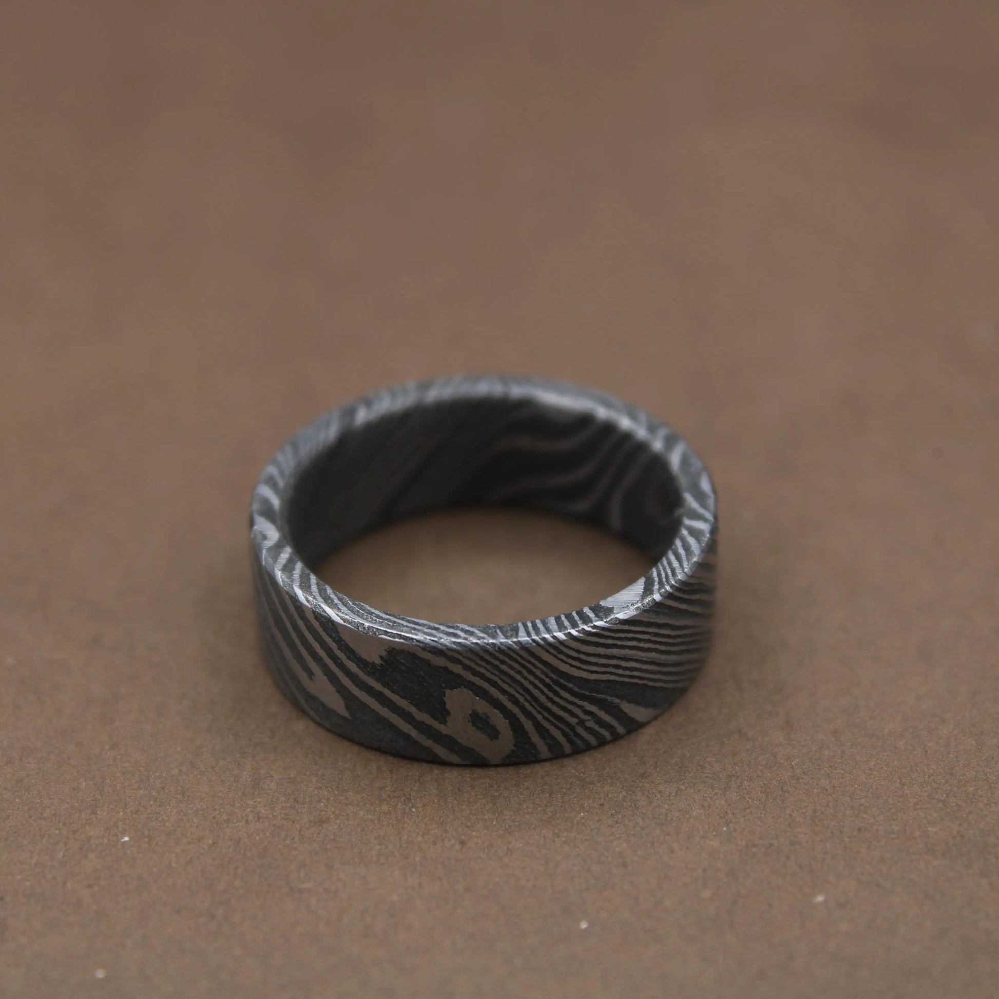 Simple Damascus Ring with Deep Pattern 6mm Flat Shape Ring Band for Him Aesthetic Band Ring Jewelry Durable Ring Handmade Damascus Ring My Store