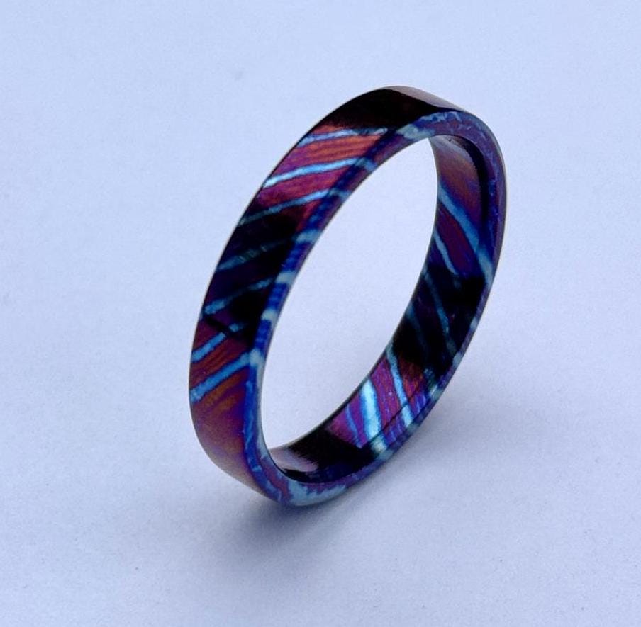 Timascus Wedding Band, Flat Colorful Timascus Steel Ring, Men's wedding Band, Engagement Ring, Gift for Him, Domed shape Timascus Ring My Store