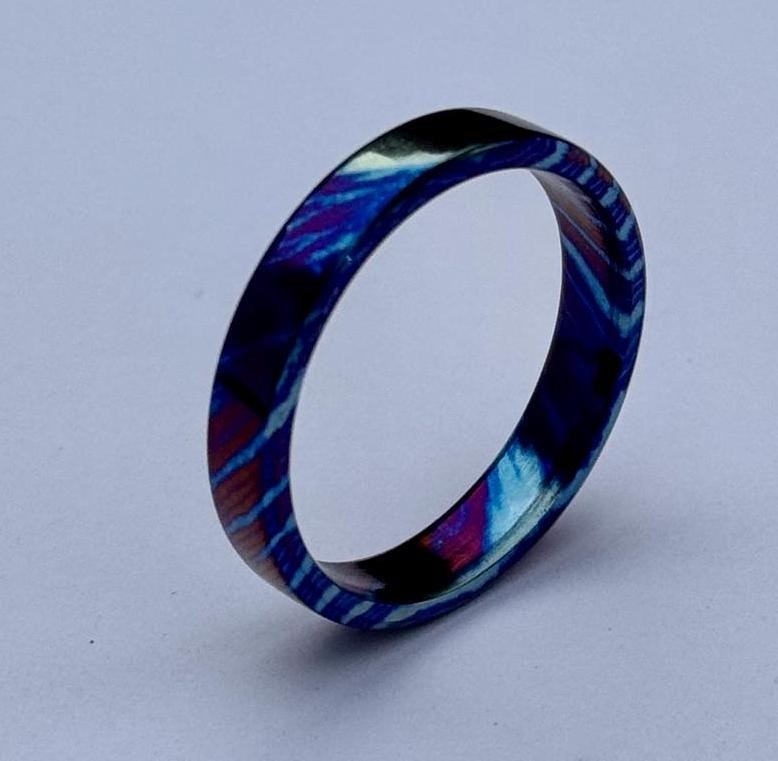Timascus Wedding Band, Flat Colorful Timascus Steel Ring, Men's wedding Band, Engagement Ring, Gift for Him, Domed shape Timascus Ring My Store