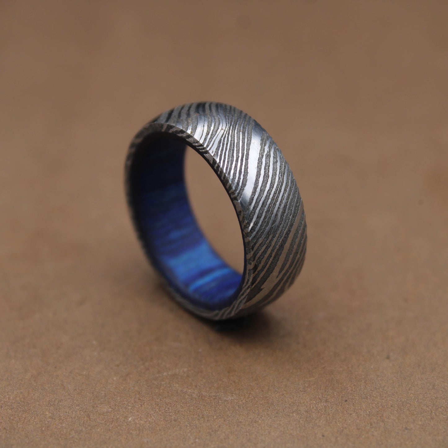 Damascus Steel Whiskey Barrel Steel Rings Dome Promise Ring Wood Wedding Ring Damascus Steel Rings Wood Inlay Engagement Ring Wedding Band My Store