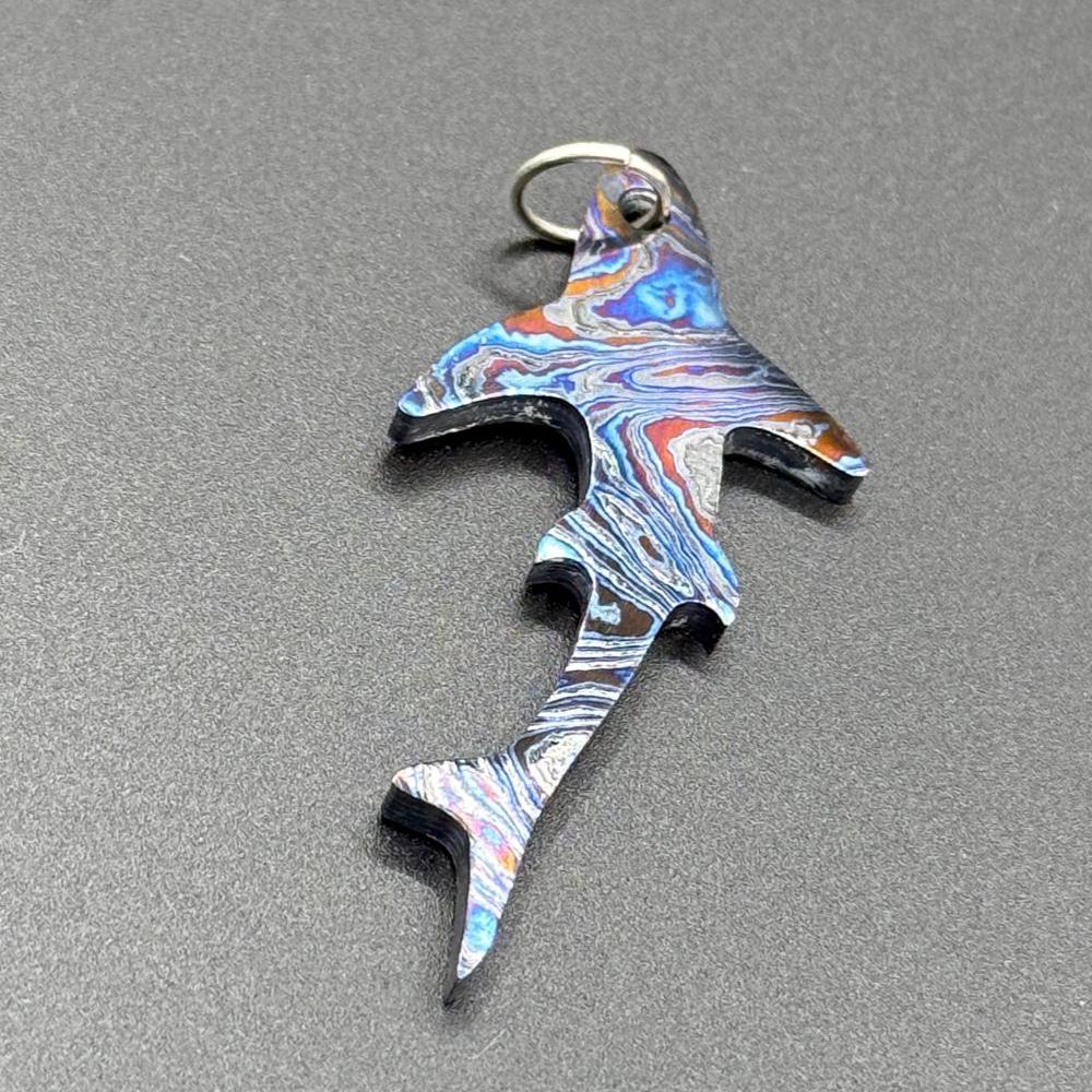 Zircuti Shark Pendant, titanium, zirconium, personal gift, small, colorful, diving, scuba diving, shark pendant, marine life, animals Metalic Crafts