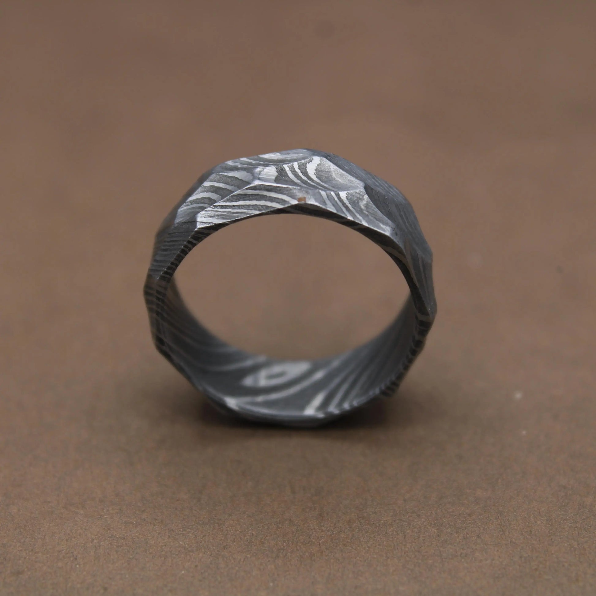Hammered Ring Handcrafted Damascus hammered Ring Damascus Rock Hammered 7mm Ring For Men Personalized Gift Anniversary Gift Wedding Band My Store