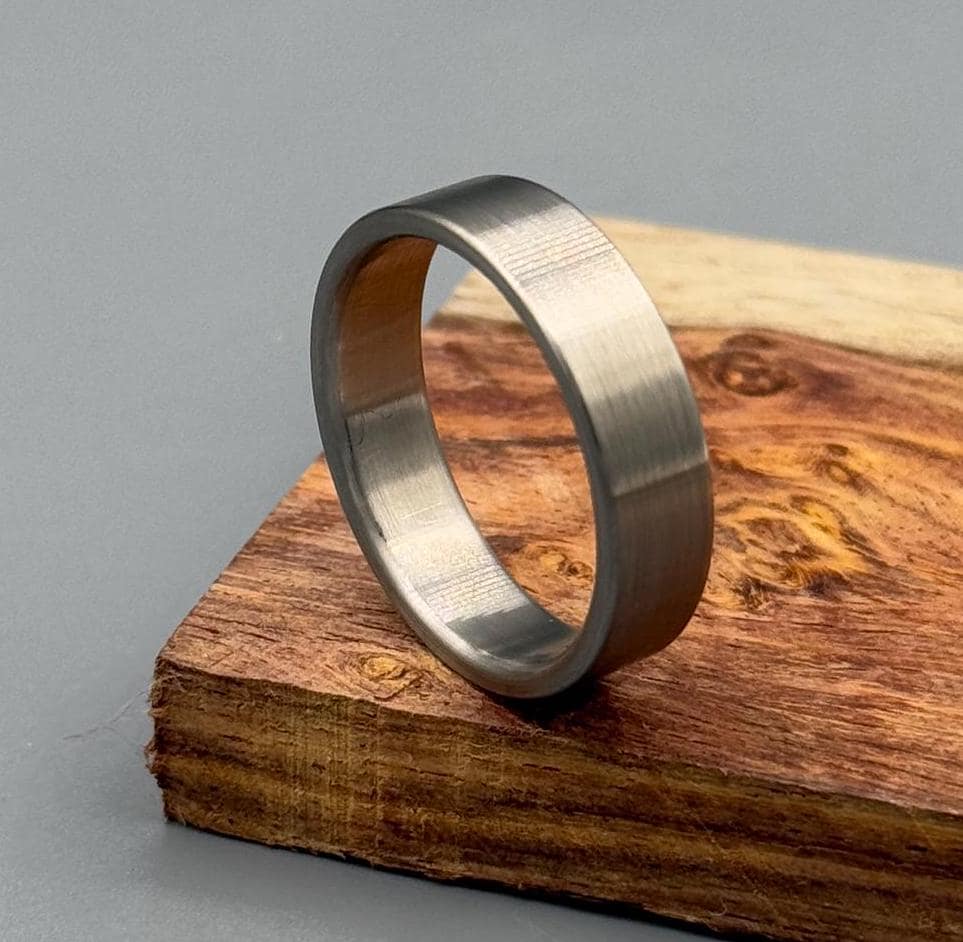 Minimalist titanium ring | Titanium lining Ring | Brushed finish Wedding band | Men gray ring | Simple titanium band | 5 year anniversary My Store