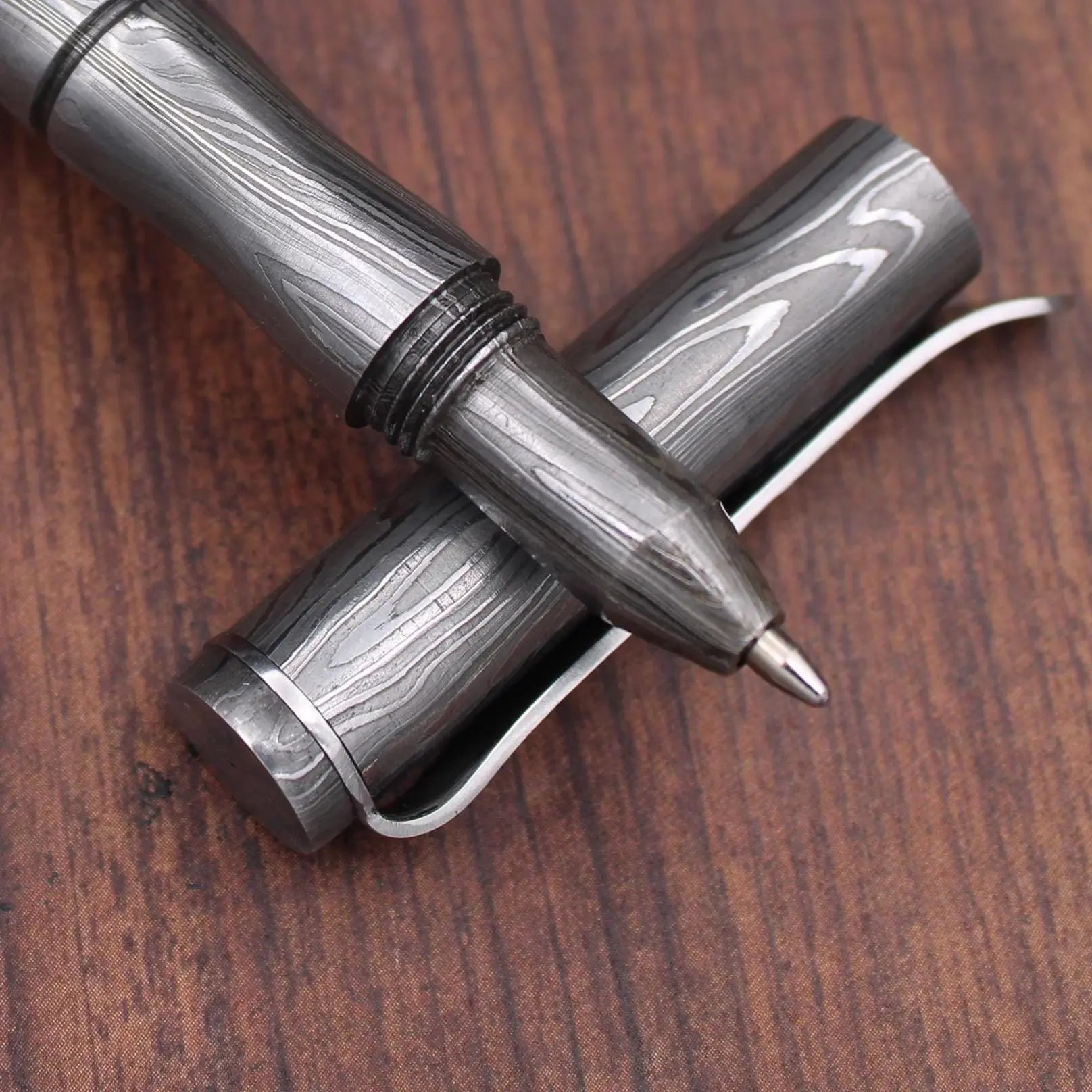 Damascus Steel Pen, Exquisite Hand Forged Steel Pen, Personalized Pen, Splendor Damascus Steel Ballpoint with Pocket Clipper Retirement Gift My Store