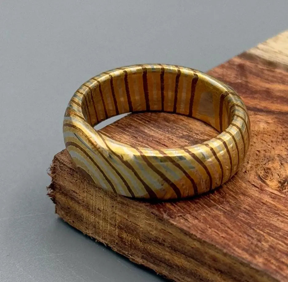 Domed Mokume Gane Ring with a Brushed Finish, Copper, Brass and Silver Nickel Mokume Gane, Mokume Gane Wedding Band, Anniversary gift My Store