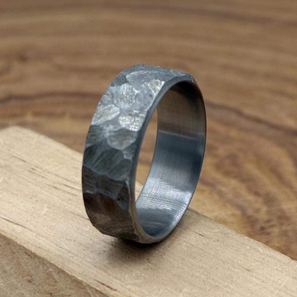 6mm Hammered finish Titanium Wedding ring band for men and women, Gift for him, Wedding Titanium Hammered Band, Anniversary gift for him Metalic Crafts
