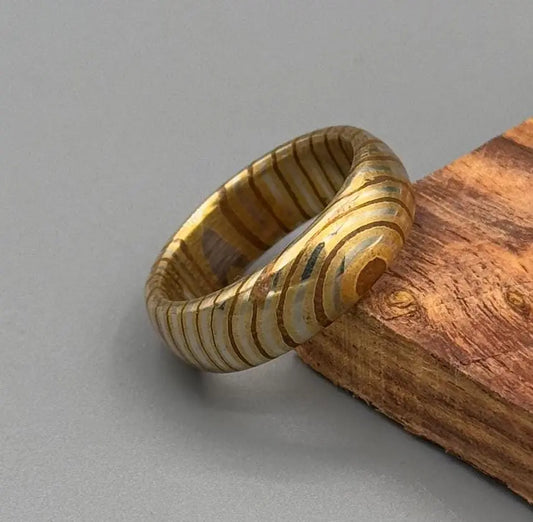 Domed Mokume Gane Ring with a Brushed Finish, Copper, Brass and Silver Nickel Mokume Gane, Mokume Gane Wedding Band, Anniversary gift My Store