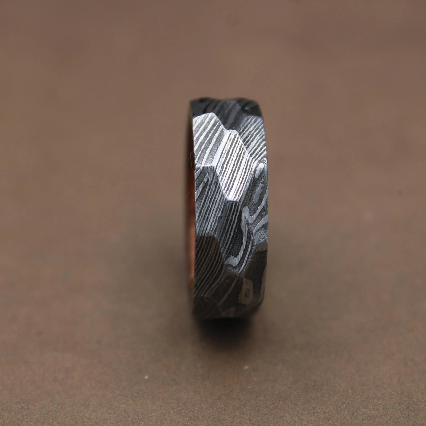 Damascus Steel Ring with Exotic Wenge Wood Inlay and Sleeve Best Christmas Gift Men Wedding Ring Damascus Wood Ring Men Gift 8mm Ring My Store